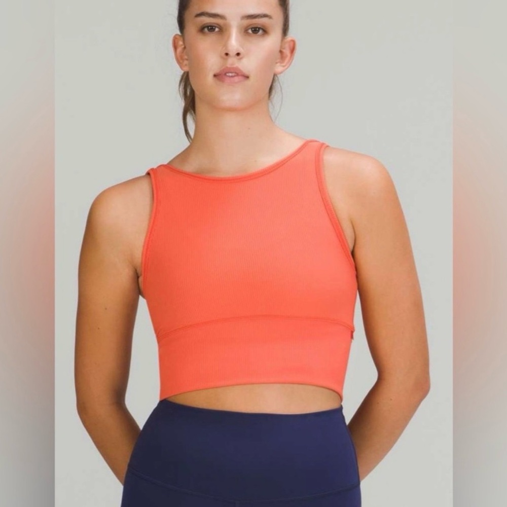 Lululemon Power Pivot Ribbed Tank Warm Coral/Size 10 NWOT